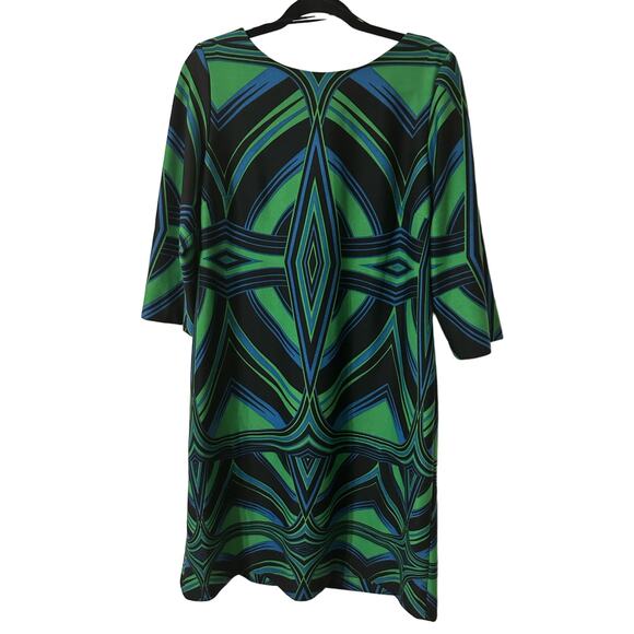 J. Taylor Dresses & Skirts - J Taylor green and blue geometric retro look dress, Size 16